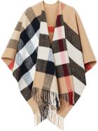 Burberry Check Wool Cashmere Cape - Brown
