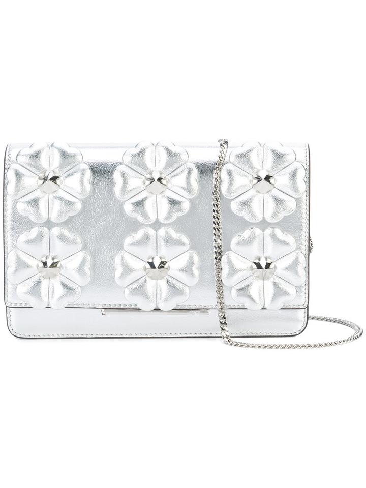 Fendi - Floral Clutch - Women - Leather - One Size, Grey, Leather