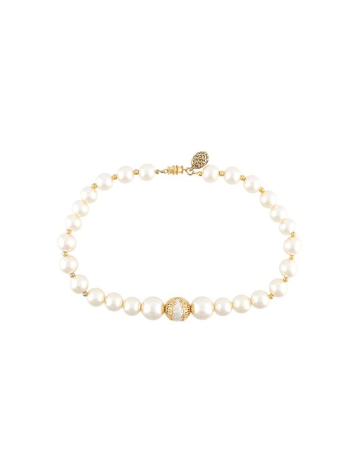 Chanel Vintage Faux Pearl Filigree Choker