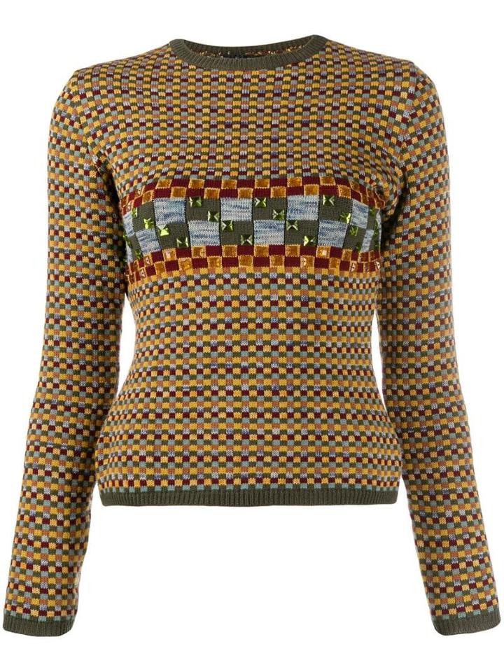 Jean Paul Gaultier Pre-owned 1990's Gem Embroidered Jumper - Yellow