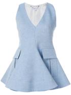 Carven V-neck Peplum Blouse - Blue