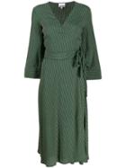 Ganni Printed Wrap Crepe Dress - Green