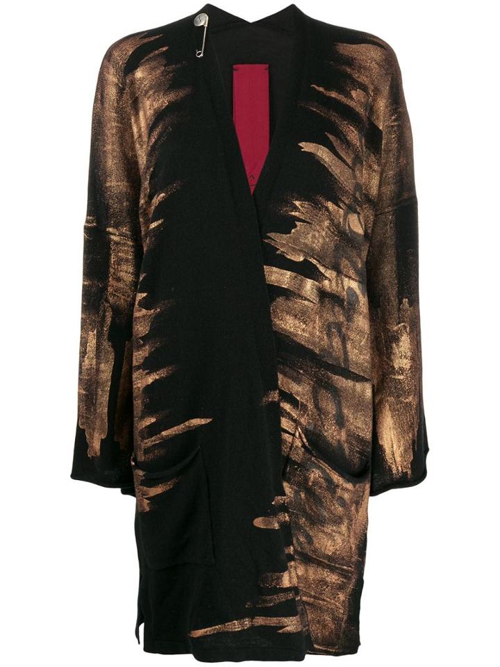 Masnada Brushed Gold Cardigan - Black