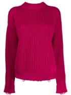 Nina Ricci Distressed Knit Jumper - Pink