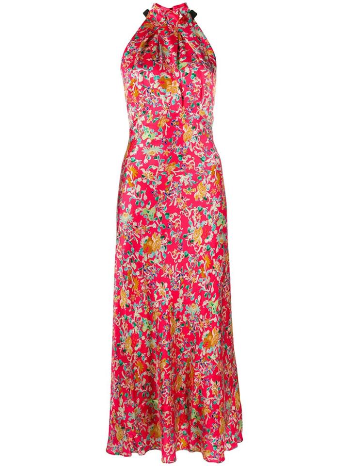 Saloni Floral Halter Dress - Red