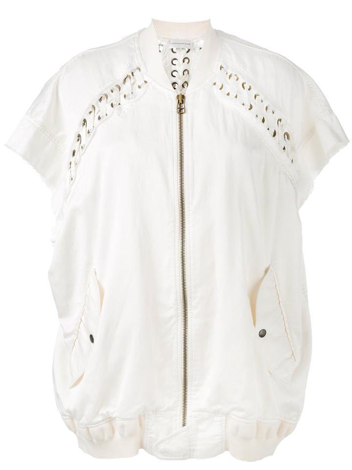 Faith Connexion Oversized Lace Bomber Jacket - Nude & Neutrals