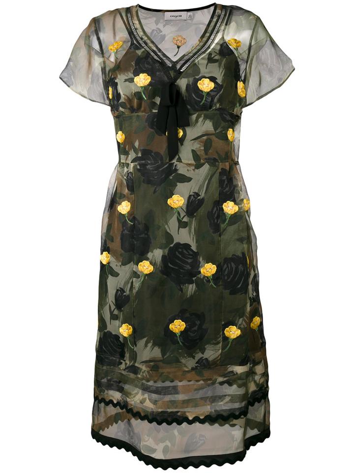 Coach - Floral Print Dress - Women - Cupro - 4, Women's, Green, Cupro