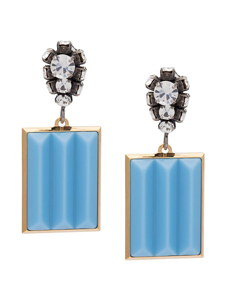 Marni Bevelled Pendant Earrings - Blue