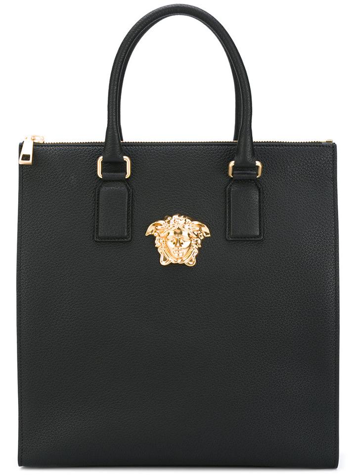 Versace Top Handles Tote, Men's, Black, Leather