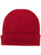 Pringle Of Scotland Ribbed Cashmere Beanie - Red