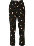 Baum Und Pferdgarten Cropped Cherry-print Trousers - Black