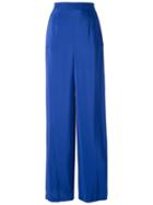 Msgm Side Stripe Palazzo Pants, Women's, Size: 42, Blue, Silk/polyester