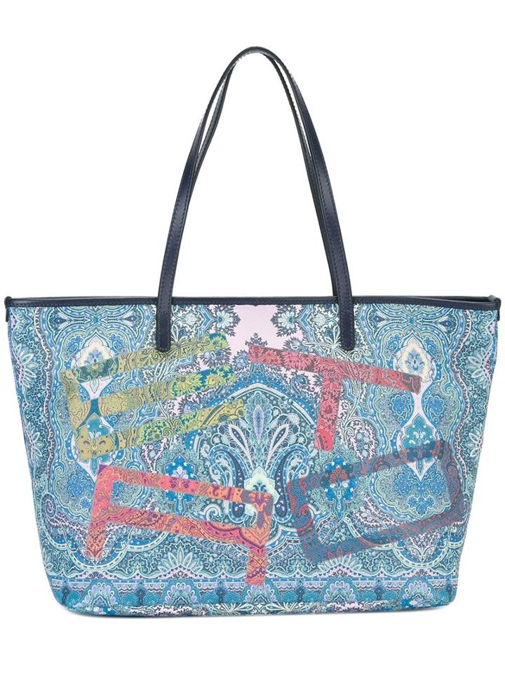 Etro Paisley Logo Print Tote Bag