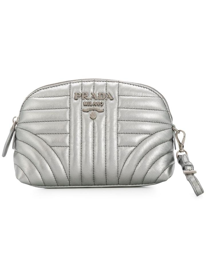Prada Quilted Clutch Bag - Silver