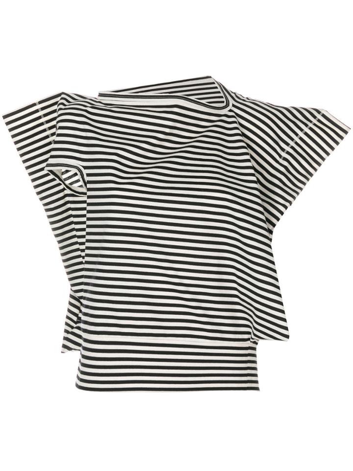 Junya Watanabe Comme Des Garçons Striped Ruffle T-shirt - Black