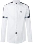 Philipp Plein Striped Panel Shirt, Men's, Size: Xl, White, Cotton/spandex/elastane