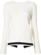 Victoria Victoria Beckham Ribbed Jumper, Women's, Size: 2, White, Wool/cotton/nylon/spandex/elastane