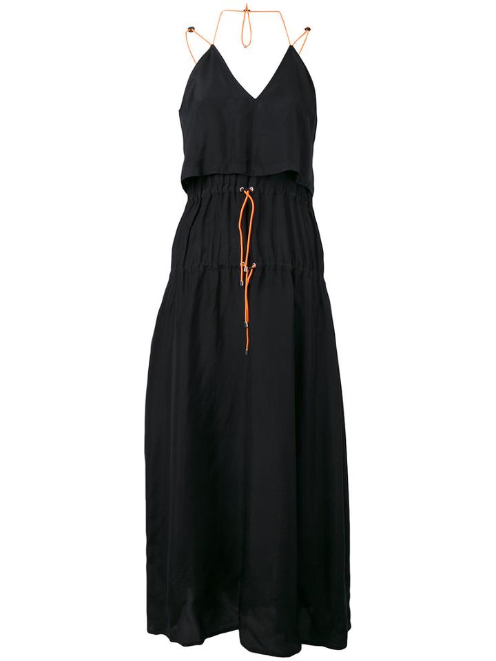 Marios - Tiered Drawstring Dress - Women - Polyester/cupro - M, Women's, Black, Polyester/cupro