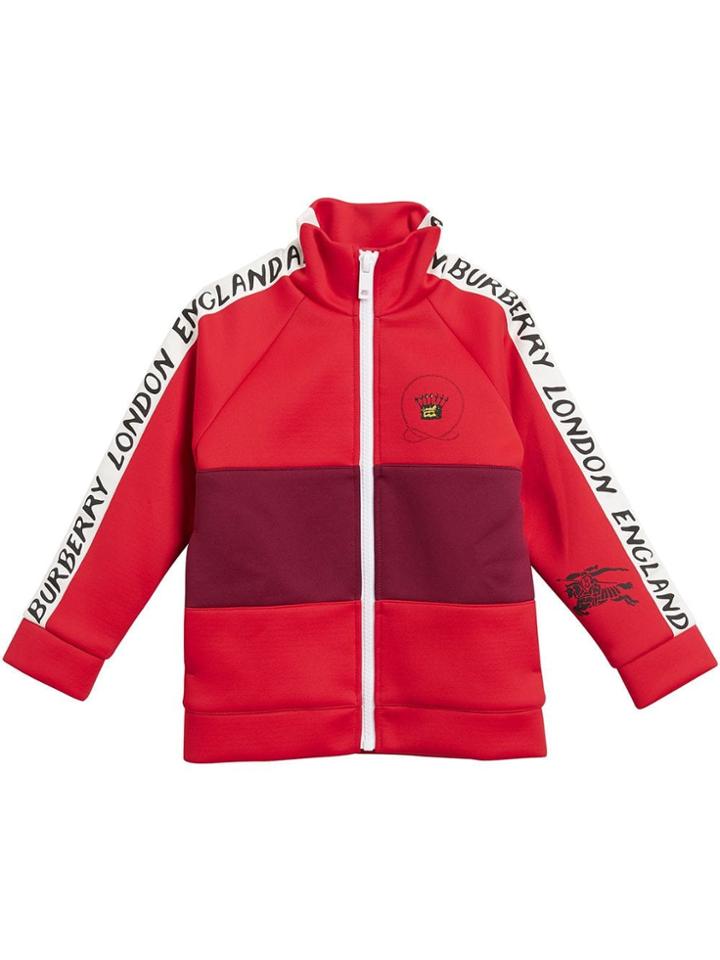 Burberry Kids Bold Stripe Detail Tracksuit Top - Red