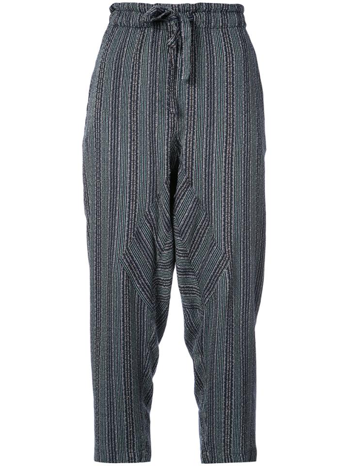 Raquel Allegra Striped Cropped Trousers - Blue