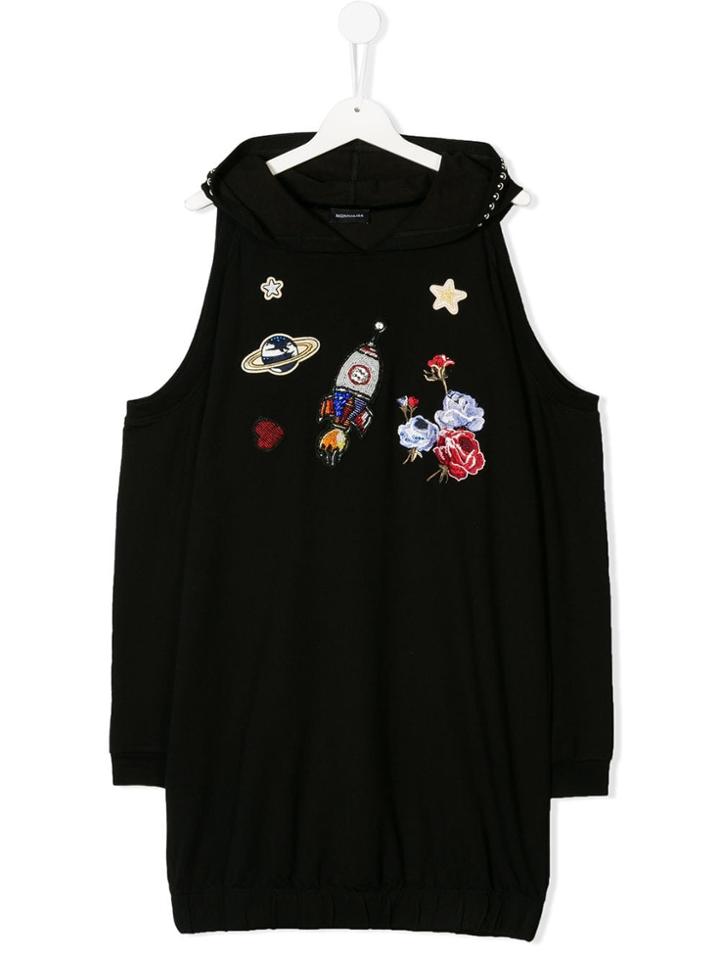 Monnalisa Teen Sleeveless Hoodie Dress - Black