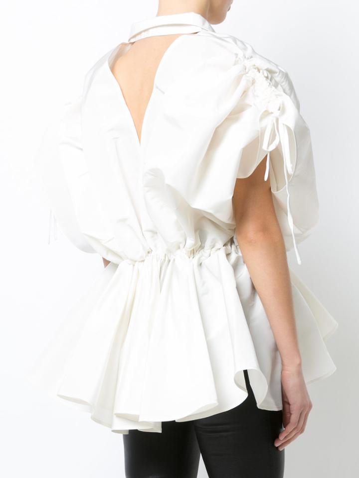 Leal Daccarett Exaggerated V-neck Blouse - White