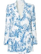 Oscar De La Renta Floral Toile Georgette Blazer - White