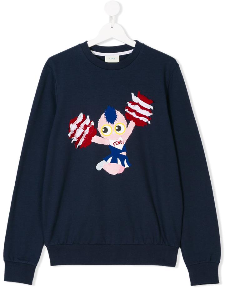Fendi Kids Cheerleader Print Sweatshirt - Blue