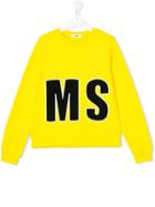 Msgm Kids Logo Patch Embroidered Sweatshirt - Yellow & Orange
