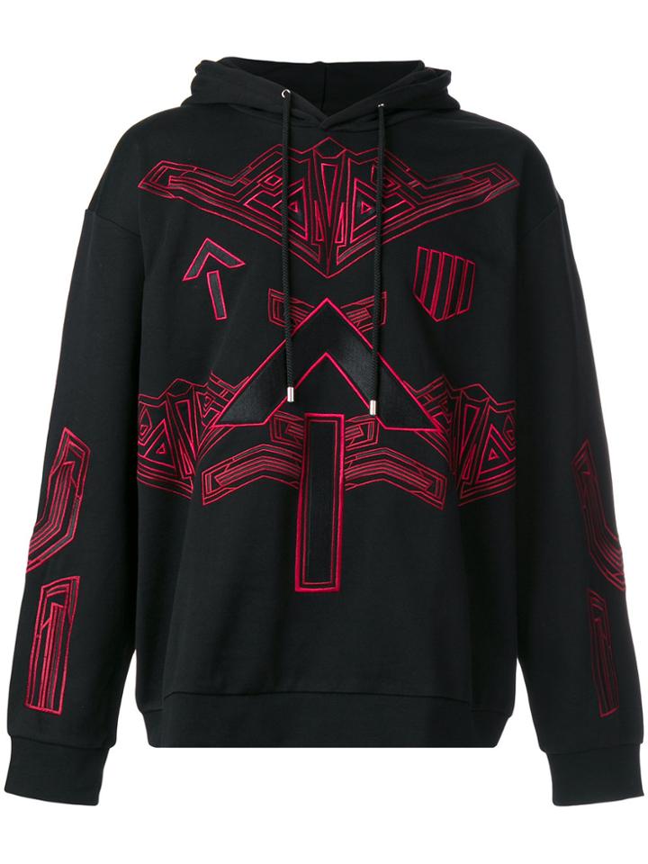 Les Hommes Patterned Hoodie - Black