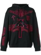 Les Hommes Patterned Hoodie - Black