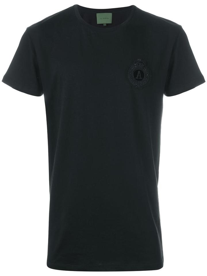 Amen Embroidered Logo T-shirt, Men's, Size: 50, Black, Cotton/virgin Wool/metal (other)