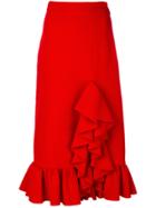 Msgm Ruffle Trim Skirt - Red
