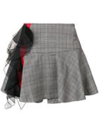 Brognano Ruffle Trim Plaid Mini Skirt - Grey