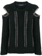 Alexander Mcqueen Chain Detail Cold Shoulder Sweater - Black