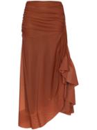 Mugler Sienna Draped Midi Skirt - Brown