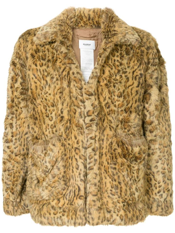 Doublet Leopard Print Faux Fur Jacket - Brown