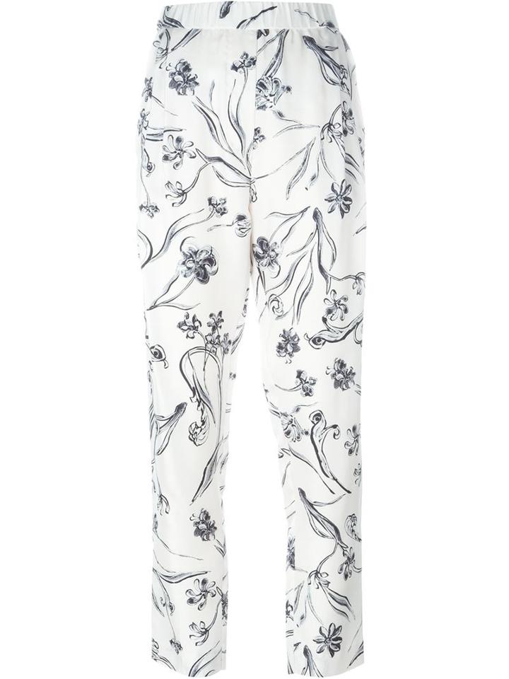 3.1 Phillip Lim Floral Straight Leg Trousers, Women's, Size: 10, Pink/purple, Silk