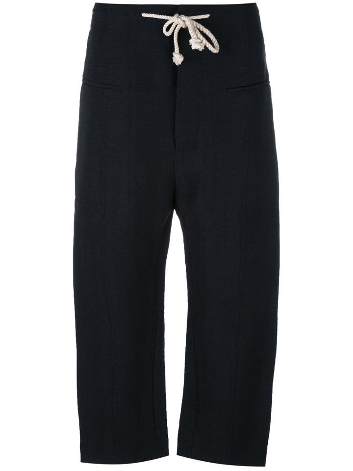 Joseph - Rope Belt Cropped Trousers - Women - Silk/cotton/jute/viscose - 38, Women's, Blue, Silk/cotton/jute/viscose