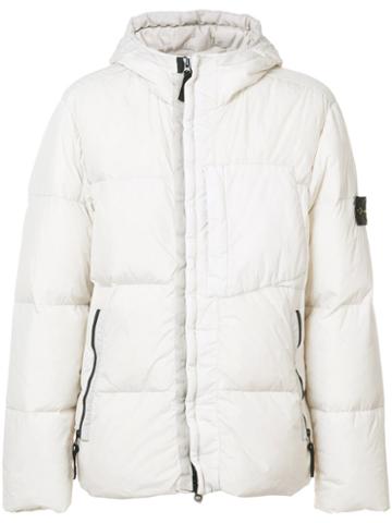 Stone Island - Logo Patch Padded Coat - Men - Nylon/polyurethane Resin/feather/duck Feathers - L, Nude/neutrals, Nylon/polyurethane Resin/feather/duck Feathers