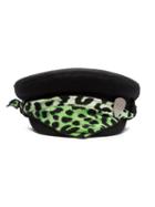 Rockins Black And Green Scarf Detail Wool Hat - Black Green