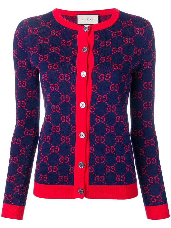 Gucci Gg Jacquard Cardigan - Blue