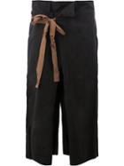 Ziggy Chen Waist-tie Cropped Trousers, Men's, Size: 46, Black, Cotton