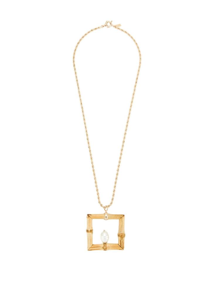 Framed Square Charm Necklace - Neutrals