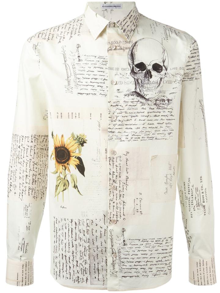 Alexander Mcqueen Letters From India Shirt, Men's, Size: 39, Nude/neutrals, Cotton