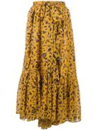 Ulla Johnson Floral Print Midi Skirt - Yellow
