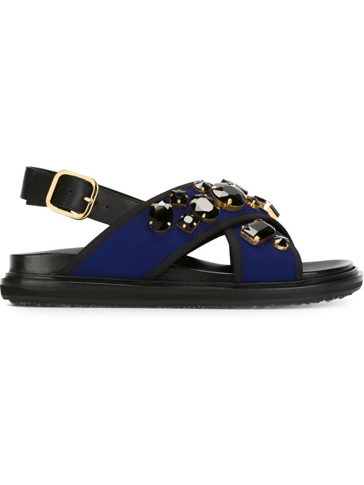 Marni 'fussbett' Embellished Sandals - Black
