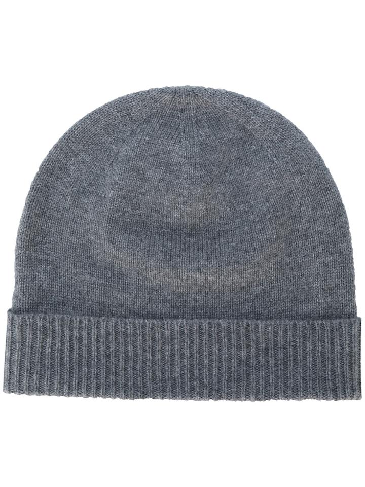 Pringle Of Scotland Ribbed Brim Beanie - Grey
