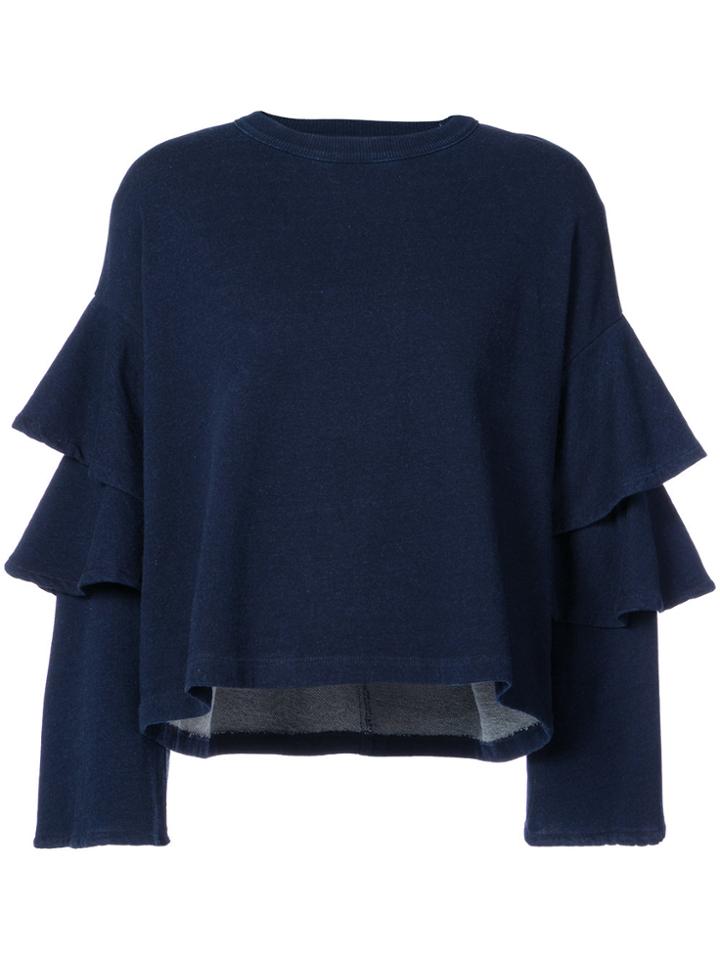 Ag Jeans Ruffled Sleeve Sweatshirt - Blue