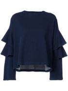 Ag Jeans Ruffled Sleeve Sweatshirt - Blue